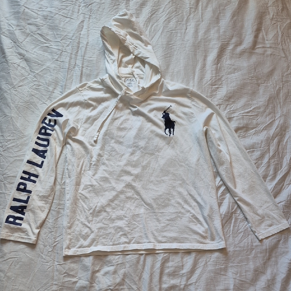 Ralph Lauren Polo White Hoodie with Blue Accents